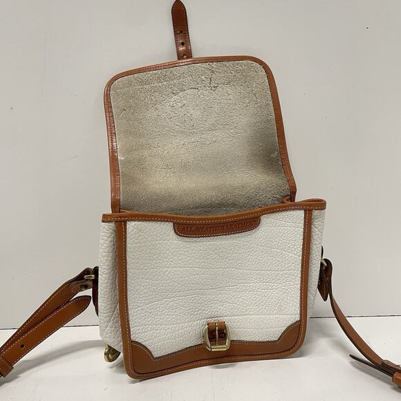 VTG DOONEY & BOURKE White Brown All-Weather Leather Pebble Crossbody Bag 8”x8” - Picture 6 of 12